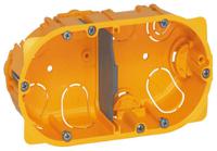 0-800-52 Legrand Batibox Yellow Plastic Back Box, NF, 2 Gangs