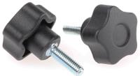69822 Elesa  Black Multiple Lobes Clamping Knob, M5, Threaded Stud