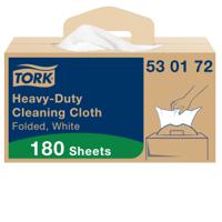 530172 Tork White Non Woven Fabric Cloths for Heavy Duty Cleaning, Box of 180, 41.5 x 35.5cm, Repeat Use