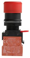 a22e-s-02 Omron A22E Series Twist Release Emergency Stop Push Button, Panel Mount, 22mm Cutout, 2NC, IP65
