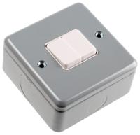 k3592-alm MK Electric Silver Metal Clad Switch, 2 Way, 2 Gang, Metalclad