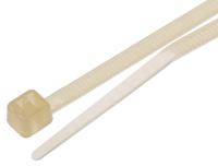 811-1625 RS PRO Cable Tie, Heat Stabilised, 142mm x 2.5 mm, Natural Nylon, Pk-100