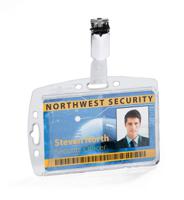 8005-19 Durable Transparent Acrylic Badge holder with clip With Badge Reel
