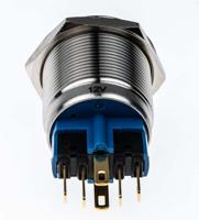 811-8483 RS PRO Illuminated Push Button Switch, Latching, Panel Mount, 22mm Cutout, SPDT, Blue LED, 12V, IP65, IP67