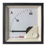 186-2435 RS PRO Analogue Panel Ammeter 100 (Scle) A, 100/5 (CT) A, 5 (Input) A AC, 68mm x 68mm, 1 % Moving Iron