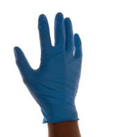 gs0034 Unigloves Unicare Blue Powder-Free Nitrile Disposable Gloves, Size 9, Large, 100 per Pack