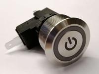 175-8870 RS PRO Illuminated Push Button Switch, Latching, Panel Mount, 25.2mm Cutout, SPST, White LED, 250 / 125V ac, IP67