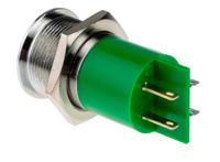 211-601 RS PRO Green Panel Mount Indicator, 24V ac/dc, 22mm Mounting Hole Size, Solder Tab Termination