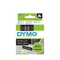 s0720610 Dymo White on Black Label Printer Tape, 7 m Length, 12 mm Width