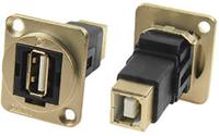 203-5574 RS PRO Straight, Panel Mount, Socket- Single Port Type A to B 2.0 IP40 Feedthrough USB Connector