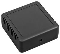 192-0714 RS PRO Black ABS Enclosure, IP20, IK06, Black Lid, 75.8 x 75.8 x 30.2mm