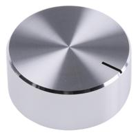 499-955 RS PRO 32mm Silver Potentiometer Knob for 6.4mm Shaft Splined