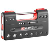 j360dbox112 Facom 18-Piece Metric 3/8 in Standard Socket Set with Ratchet, 12 point