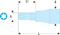 d34b10 Facom 1/2 in Drive Bit Socket, Spline Bit, 10mm, 60 mm Overall Length