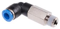qsll-18-6 Festo QS Series Elbow Threaded Adaptor, R 1/8 Male to Push In 6 mm, Threaded-to-Tube Connection Style, 153077