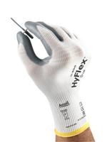 11800070 Ansell HyFlex 11-800 White Nylon Nylon Glove, Size 7, Nitrile Coating