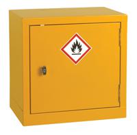 424-5364 RS PRO Yellow Steel Lockable 1 Door Flammable Cabinet, 457mm x 457mm x 305mm