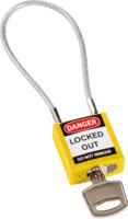 compact-cable-padlock-yellow-20cm-kd Brady Yellow 1-Lock Rugged Reinforced Nylon Body with Sheathed Steel Cable Keyed Padlocks & Safety Padlocks, 4.7mm