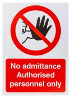 146-450 Polypropylene No Unauthorised Access Prohibition Sign, No Admittance-Sign, English