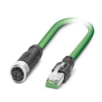 1407532 Phoenix ContactNBC, 1m Cat5, Green M12 to Female RJ45 Male, Shielded Shielded, Terminated PVC Sheath