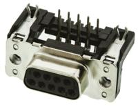 09661526612 HARTING 9 Way Right Angle Through Hole D-sub Connector Socket, 2.74mm Pitch, with 4-40 UNC Threaded Inserts, Boardlocks