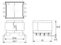 pt4sm OEP Surface Mount Pulse Transformer 1:1 Turns Ratio, 3mH Prim. Inductance, 0.36Ω Prim. Resistance
