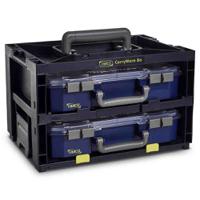 146418 Raaco 2 Cell Black Compartment Box, 195mm x 386mm x 263mm
