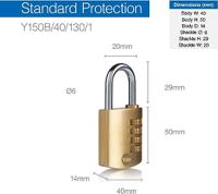 y150b401301 Yale Combination Brass Combination Padlock, 6mm Shackle, 40mm Body