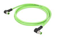756-1204060-020 WAGO756, 2m Cat5e, Green M12 to Male M12 Male, Aluminium Foil, Tinned Copper Braid, Terminated Polyurethane Sheath