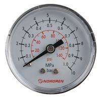 18-013-013 Norgren R 1/8 Analogue Pressure Gauge 10bar Back Entry 50mm Outside Diameter