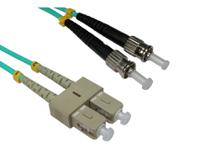 284-6970 RS PRO ST to SC Duplex Multi Mode OM3 Fibre Optic Cable, 3mm, Light Blue, 3m