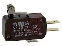 v7-7b17d8-201 Honeywell Roller Lever Micro Switch, Quick Connect Terminal, 11 A @ 250 V ac, SP-CO