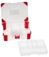 124-6591 RS PRO 10 Cell Transparent Red Polypropylene, Adjustable Compartment Box, 60mm x 165mm x 125mm