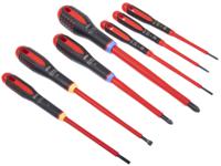 be-9888s Bahco Pozidriv; Slotted Insulated Screwdriver Set, 7-Piece