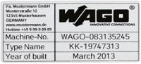 210-804 WAGO 210 Silver Black Print Label, 99mm Width, 44mm Height, 500Per Roll Qty