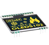 ea-oleds102-6gga Display Visions 1.7in Yellow Passive matrix OLED Display 102 x 64pixels Graphics I2C, SPI Interface