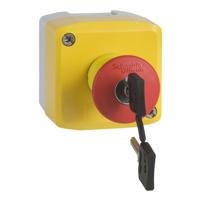 xalk188g Schneider Electric Harmony XALK Series Key Release Emergency Stop Push Button, Surface Mount, 1NO + 2NC, IP66, IP67,