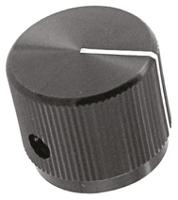 kln700b14 TE Connectivity 18.8mm Black Potentiometer Knob for 6.35mm Shaft Splined, KLN700B1/4