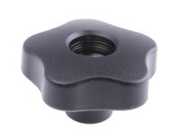 70017 Elesa  Black Multiple Lobes Clamping Knob, M10, Threaded Through Hole