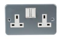 768-3517 RS PRO Grey 2 Gang Plug Socket, 1 Pole Poles, 13A, Type G - British, Indoor Use