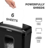 4631201 Fellowes Powershred 6M 13L Mini Cut Shredder Sheet Shreading