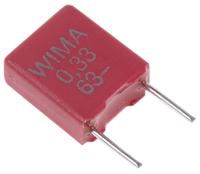 mks2c033301c00kssd WIMA MKS2 Polyester Film Capacitor, 40 V ac, 63 V dc, ±10%, 330nF, Through Hole