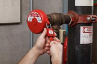 gate-valve-lockouts-gvlo-25-5-red Brady Red 1-Lock Polypropylene Gate Valve Lockout, 9.53mm Shackle, 127mm Attachment
