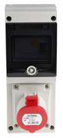 6323216-r Scame, DOMINO IP44 Red Wall Mount 3P + E RCD Industrial Power Connector Socket, Rated At 32A, 415 V