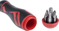 mdr908 Teng Tools 1/4 in Hexagon Phillips, Pozidriv, Slotted Ratchet Screwdriver, 175 mm length