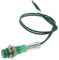 ind515205-2825-tgrn CAMDENBOSS Green Panel Mount Indicator, 28V, 6.4mm Mounting Hole Size, Lead Wires Termination