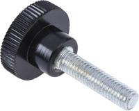 702-7538 RS PRO Black Knurled Clamping Knob, M5, Threaded Stud