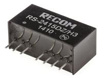 rs-2415dzh3 Recom RS DC-DC Converter, ±15V dc/ ±67mA Output, 9 → 36 V dc Input, 2W, Through Hole, +75°C Max Temp -40°C Min