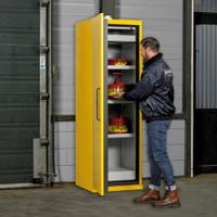 jcb22608yl Justrite Yellow Galvanised Steel Lockable 2 Door Flammable Cabinet, 2070mm x 600mm x 600mm