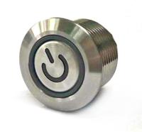 175-9454 RS PRO Illuminated Push Button Switch, Momentary, Panel Mount, 16mm Cutout, SPST, Blue LED, 36V dc, IP67